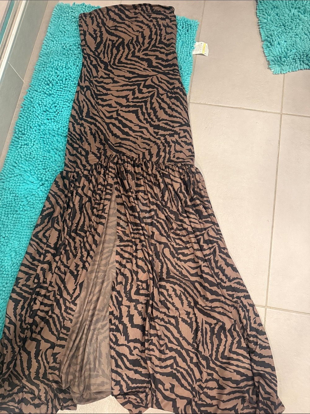 Brown and Black Animal-Print Maxi Skirt
